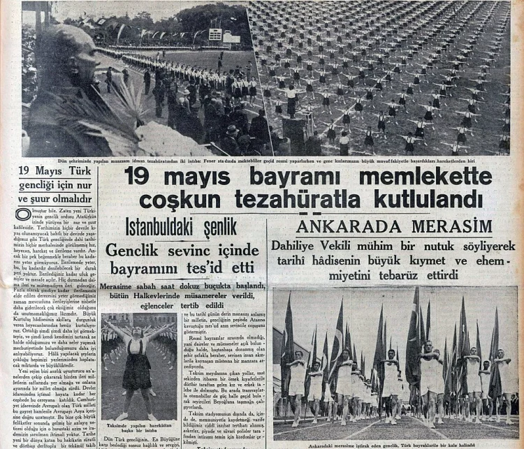 20 Mayıs 1937 tarihli Cumhuriyet gazetesinde 19 Mayıs Bayramı